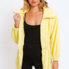 Zip Up Waist Drawstring Soft Fleece Jacket - Citron Yellow