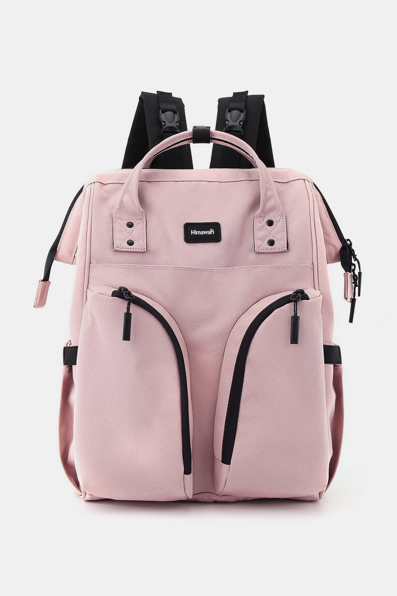 Pink Himawari waterproof backpack with multilayer pockets for organized storage and protection, perfect for outdoor adventures.