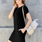 Bamboo Full Size Round Neck Short Sleeve Dress with Pockets