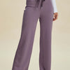 Air Scuba Drawstring Wide Leg Pants - Mauve