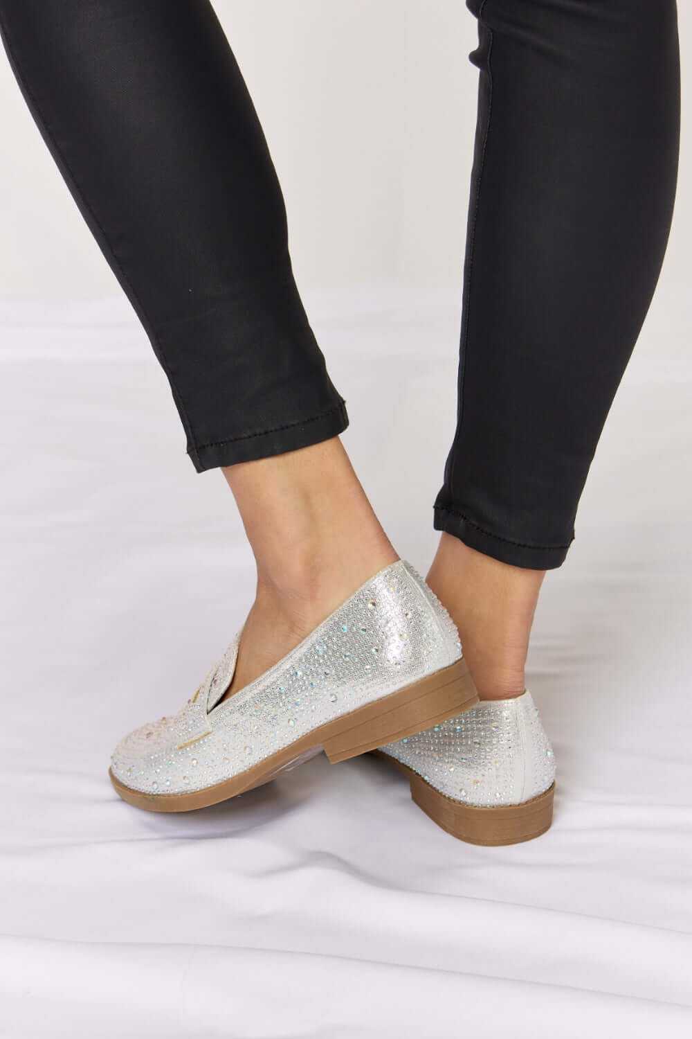 FOREVER LINK Rhinestone Point Toe Loafers at Bella Road