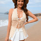 BELLA ROAD Tied Openwork Halter Neck Cover-Up at Bella Road