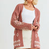 Open Front Long Sleeve Cardigan - Brick