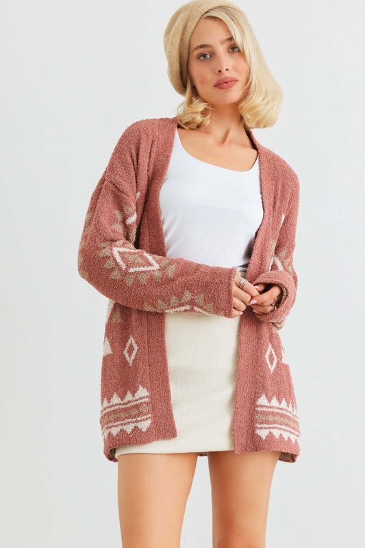 VERY J Open Front Long Sleeve Cardigan at Bella Road