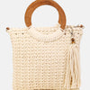 Crochet Knit Convertible Tote Bag with Tassel - IV