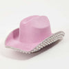 Pave Rhinestone Pearl Trim Cowboy Hat - Pink