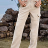 Bella Road High Waist Cargo Straight Jeans - Tan