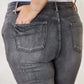 High Waist Tummy Control Release Hem Skinny Jeans back view showing pocket detail and fit.