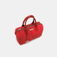 Nicole Lee USA Scallop Stitched Boston Bag - elegant red designer handbag with scallop stitching detailing.