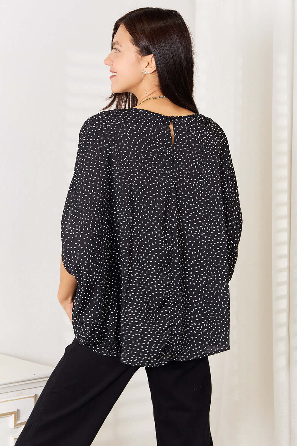 DOUBLE TAKE Printed Dolman Sleeve Round Neck Blouse at Bella Road