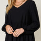 DOUBLE TAKE Full Size V-Neck Balloon Sleeve Tiered Dress at Bella Road