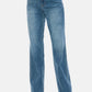 Stylish Judy Blue tummy control raw hem straight jeans for women in high-waist design, perfect for casual or dressed-up looks.