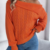 Bella Road Cable-Knit One Shoulder Long Sleeve Sweater - Orange