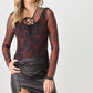 TASHA APPAREL Abstract Mesh Lace-Up Long Sleeve Bodysuit at Bella Road