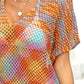 BELLA ROAD Openwork Contrast Short Sleeve Cover-Up at Bella Road