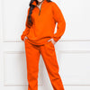 Half Zip Long Sleeve Sweatshirt and Pants Set - Caramel