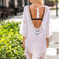 BELLA ROAD Backless Fringe Scoop Neck Cover Up at Bella Road