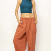 Drawstring Cargo Wide Leg Pants - BAKED GLAY