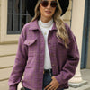 Bella Road Plaid Collared Neck Long Sleeve Jacket - Mauve