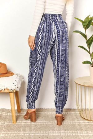 DOUBLE TAKE Geometric Print Tassel High-Rise Pants at Bella Road