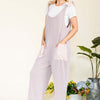 Stripe Contrast Pocket Rib Jumpsuit | Full Size - MAUVE