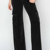 RISEN High Rise Wide Leg Cargo Jeans - Black