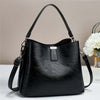 Vegan Leather Bucket Shoulder Bag - Black