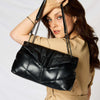 PU Leather Chain Handbag - BLACK