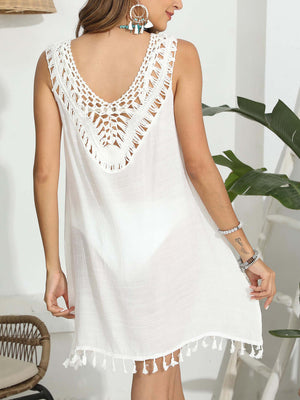 BELLA ROAD Tassel Scoop Neck Wide Strap Cover-Up at Bella Road