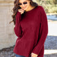 Ribbed Round Neck Long Sleeve Knit Top