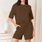 BASIC BAE Full Size Soft Rayon Half Sleeve Top and Shorts Set at Bella Road