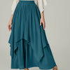 Bella Road Smocked Waist Band Ruched Layered Skirt - Deep Teal