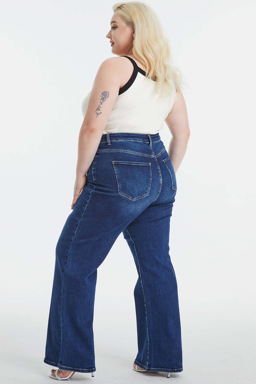 BAYEAS Full Size High Waist Cat's Whisker Wide Leg Jeans at Bella Road