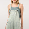 Washed Frayed Hem Denim Overall - Sage