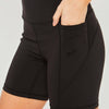 High Waist Seam Detail Active Shorts - Black