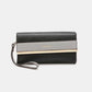 Nicole Lee USA black and grey color block clutch with wristlet strap