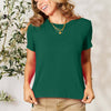 Round Neck Short Sleeve T-Shirt | Full Size - Green