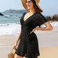 BELLA ROAD Openwork Plunge Short Sleeve Cover-Up Dress at Bella Road