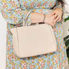 Medium PU Leather Handbag - Beige