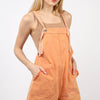 Washed Frayed Hem Denim Overall - Orange