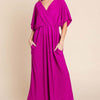 Surplice Maxi Dress with Pockets - Magenta