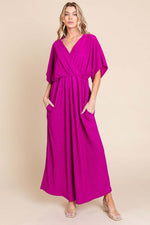 BOMBOM Surplice Maxi Dress with Pockets at Bella Road