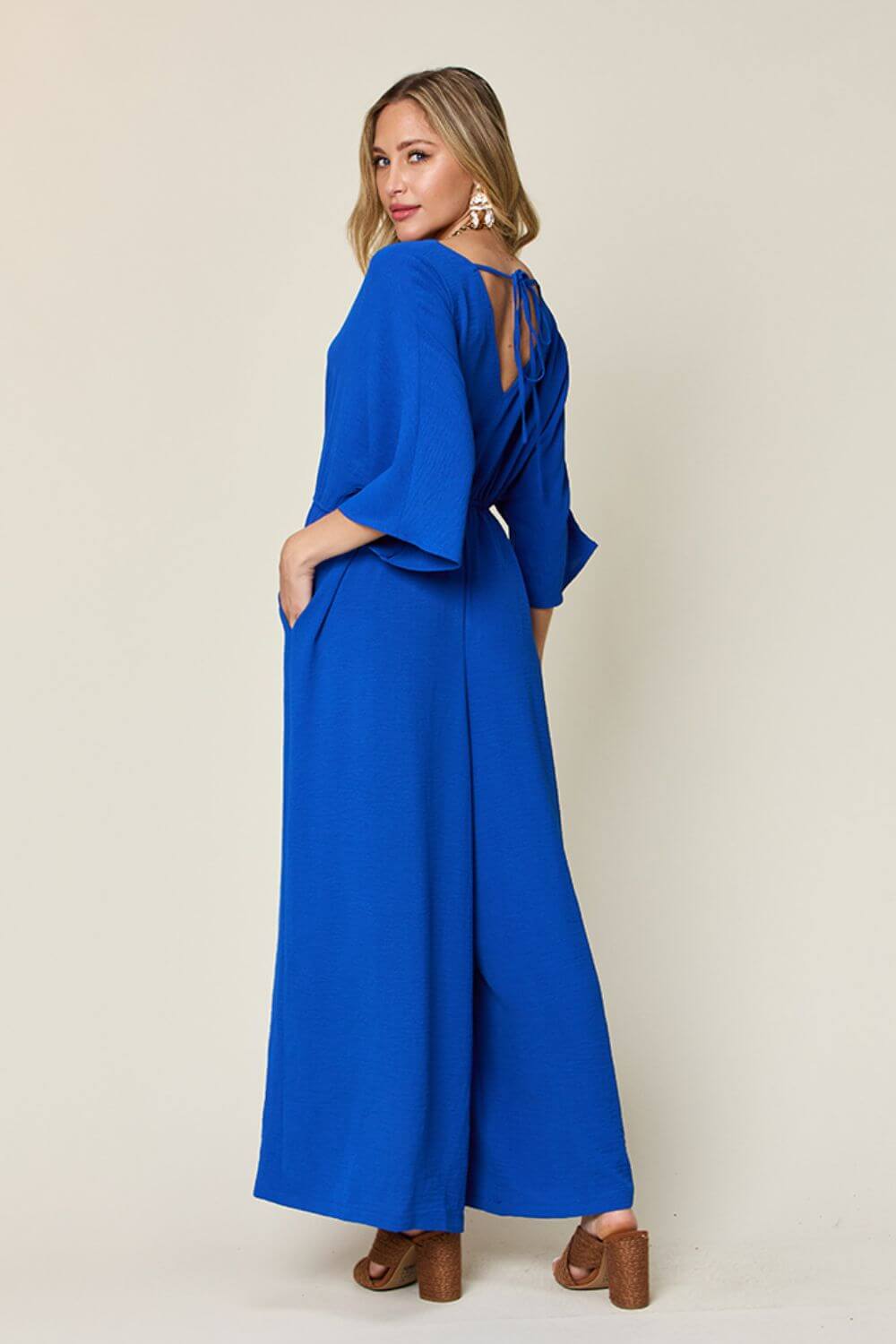 DOUBLE TAKE Full Size Half Sleeve Wide Leg Jumpsuit at Bella Road