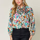 DOUBLE TAKE Full Size Printed Button Up Long Sleeve Shirt at Bella Road