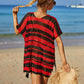 BELLA ROAD Tassel Openwork Striped V-Neck Cover Up at Bella Road