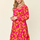 DOUBLE TAKE Full Size Printed Ruffle Hem Long Sleeve Dress at Bella Road