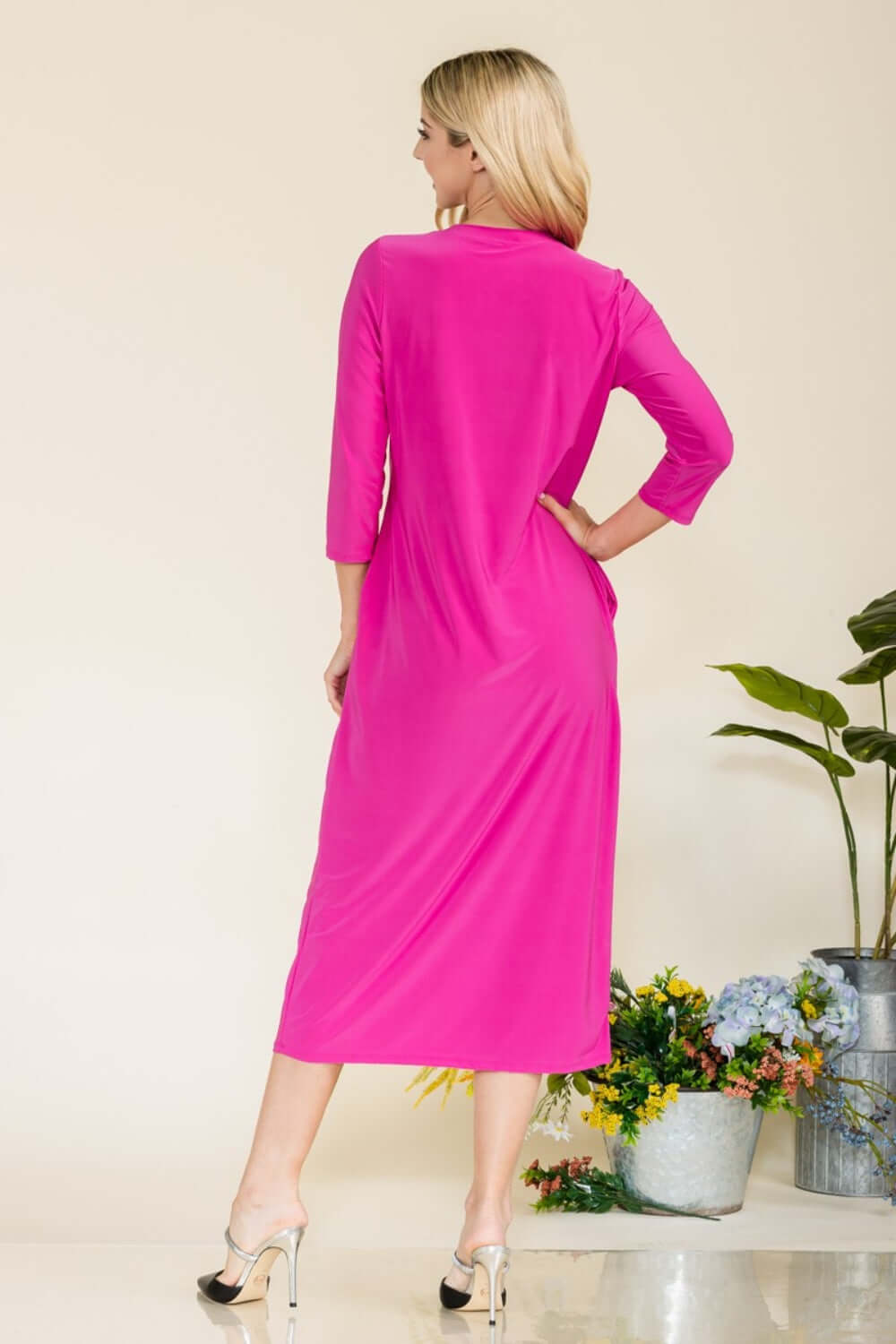 CELESTE Full Size Round Neck Midi Dress at Bella Road