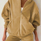 Cozy Bella Road zip-up long sleeve hoodie and joggers set in bold fall color, perfect for lounging or errands.