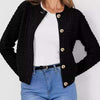 Bella Road Button Up Round Neck Long Sleeve Cardigan - Black