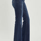 High Waist Raw Hem Flare Jeans by Risen Jeans - retro-inspired denim with a high-rise waist, flare legs, and raw hem detailing for a trendy look.